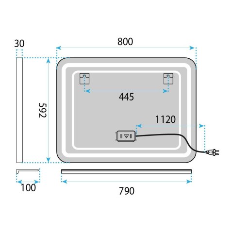 Lustro ścienne LED z półką 80x60cm L-8060