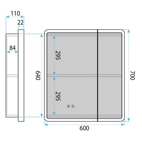 Szafka z lustrem LED M1011-60 60x70
