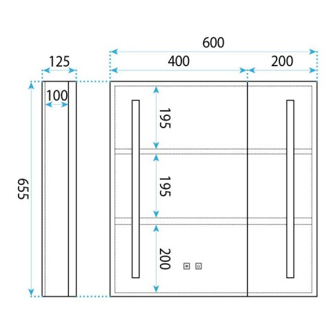 Szafka z lustrem LED M1015-60 60x65