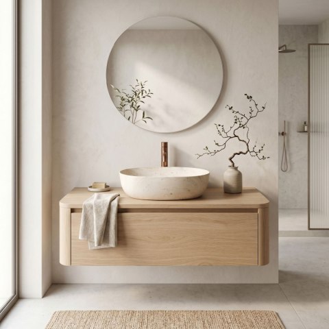 Umywalka Nablatowa REA Amelia Travertine Classic 48