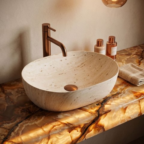 Umywalka Nablatowa REA Amelia Travertine Classic 48