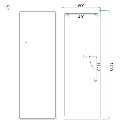 LUSTRO LED Classico 60x170cm Białe