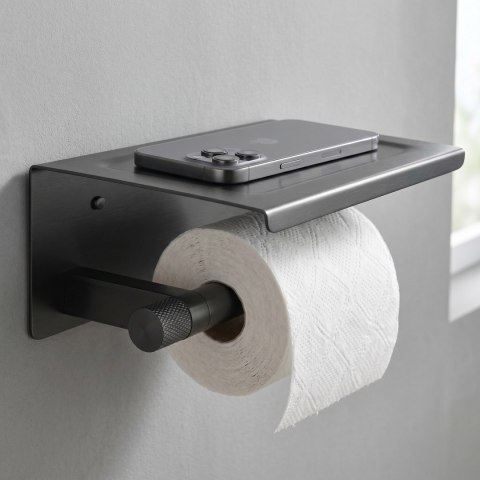 Uchwyt na papier toaletowy z półką 39105A ORI Tytan