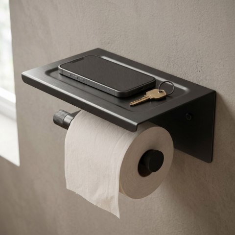 Uchwyt na papier toaletowy z półką 39105A ORI Tytan