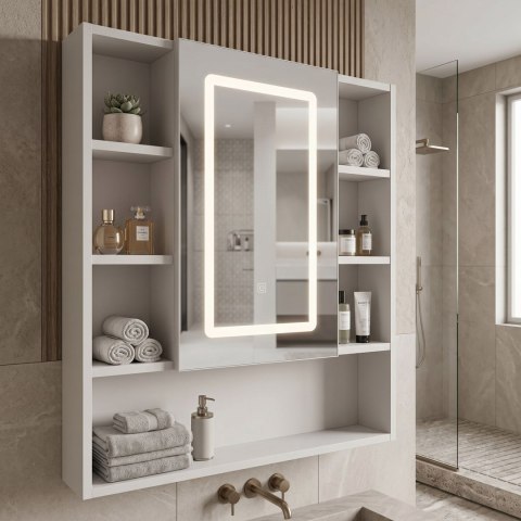 Szafka z lustrem LED Rea Luna 70x80cm
