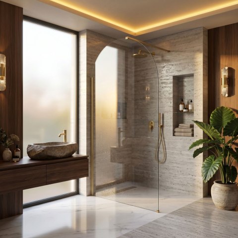 Ścianka prysznicowa Walk-In Rea Heaven Brush Gold 100