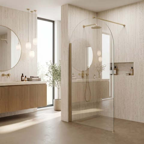 Ścianka prysznicowa Walk-In Rea Heaven Brush Gold 100