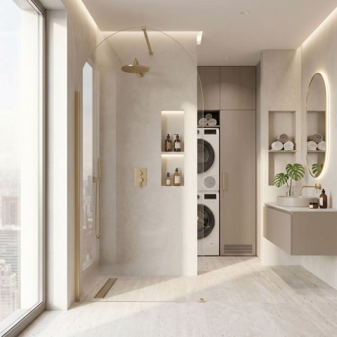 Ścianka prysznicowa Walk-In Rea Heaven Brush Gold 120