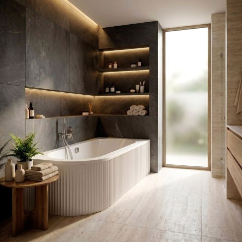 Wanna Akrylowa Narożna Rea Orion Stripe Prawa 160
