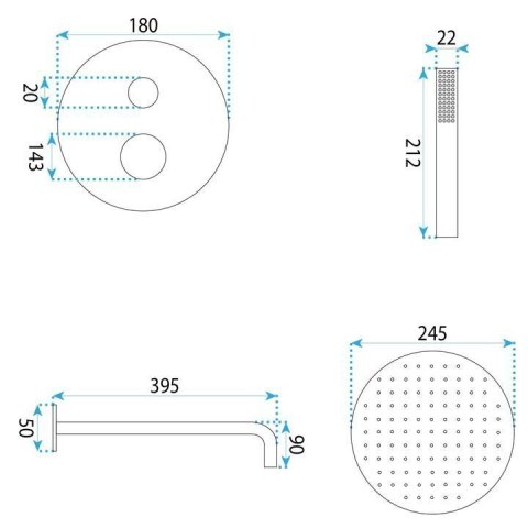Zestaw natryskowy podtynkowy Rea Venti Złoty + BOX