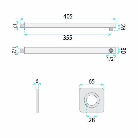Ramię do deszczownicy kwadratowe REA JS-9022B 40cm Czarne