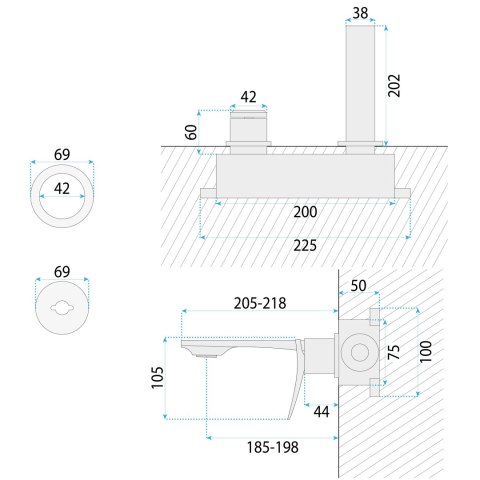 Bateria umywalkowa Podtynkowa REA VISION Złota + BOX