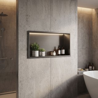 Półka wnękowa łazienkowa LED 30x60 Tytan