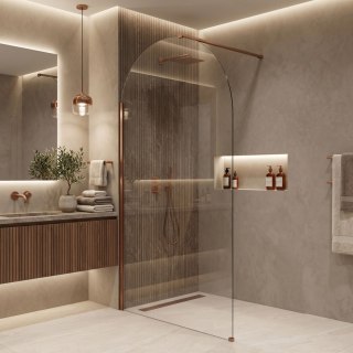 Ścianka prysznicowa Walk-In Rea Heaven Brush Copper 90