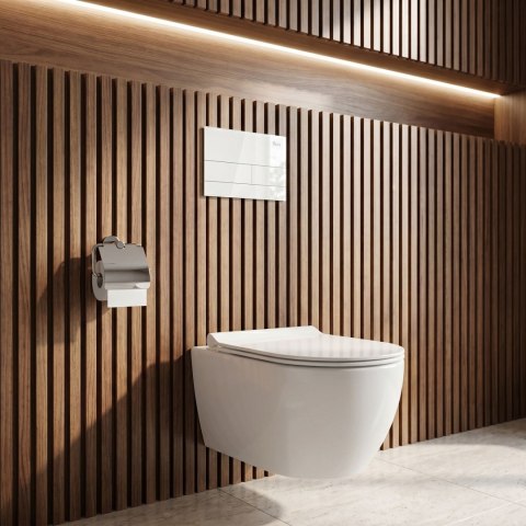 Stelaż zestaw podtynkowy Slim 024N do mis WC z przyciskiem T Białe Szkło