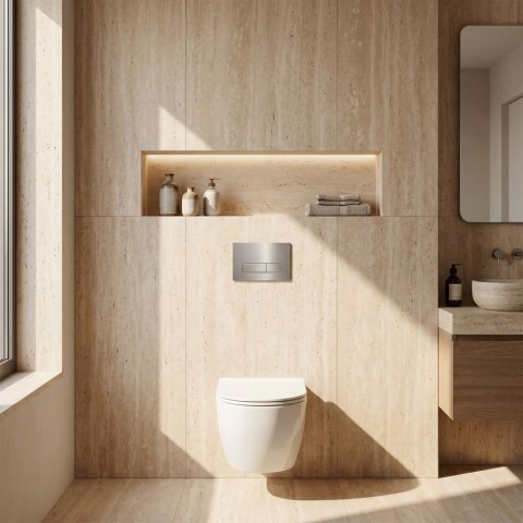 Stelaż zestaw podtynkowy Slim 024N do mis WC z przyciskiem T Stal Szczotkowana