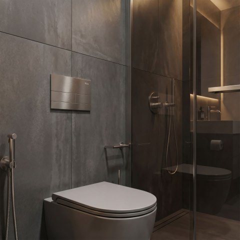 Stelaż zestaw podtynkowy Slim 024N do mis WC z przyciskiem T Stal Szczotkowana