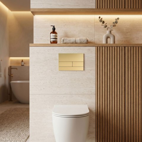 Stelaż zestaw podtynkowy Slim 024N do mis WC z przyciskiem T Złoty Szczotkowany