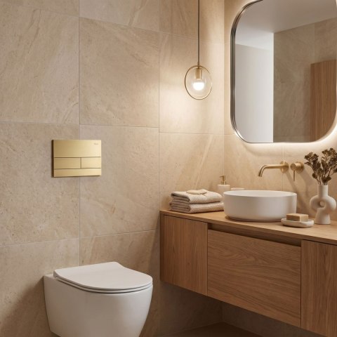 Stelaż zestaw podtynkowy Slim 024N do mis WC z przyciskiem T Złoty Szczotkowany