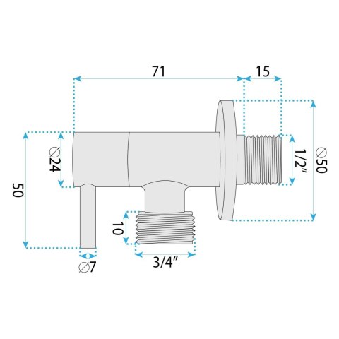 Zawór kątowy 01 1/2" x 3/4" Miedź szczotkowana