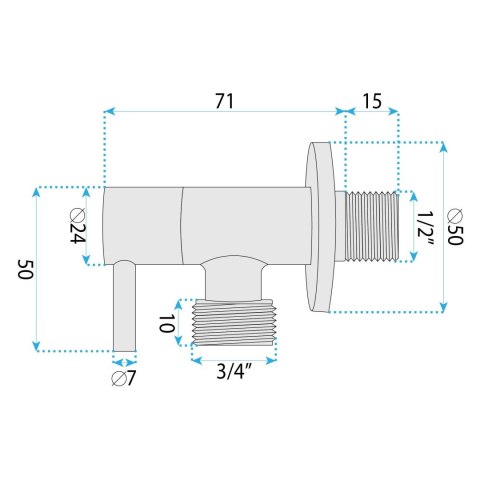 Zawór kątowy 01 1/2" x 3/4" Nikiel szczotkowany