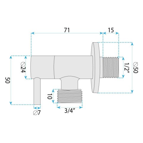 Zawór kątowy 01 1/2" x 3/4" Tytan