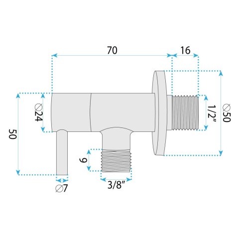 Zawór kątowy 01 1/2" x 3/8" Nikiel szczotkowany
