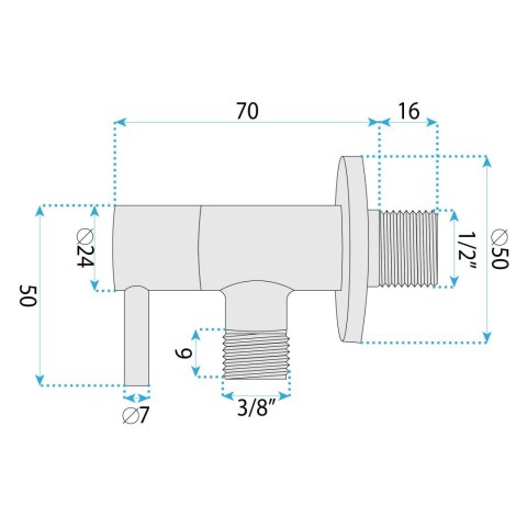 Zawór kątowy 01 1/2" x 3/8" Tytan