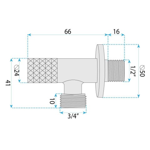 Zawór kątowy Diamond 03 1/2" x 3/4" Tytan