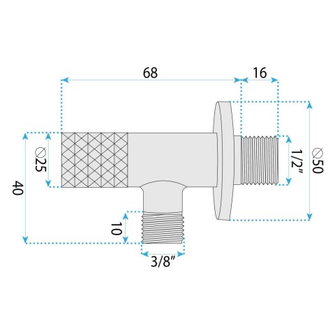 Zawór kątowy Diamond 03 1/2" x 3/8" Złoty