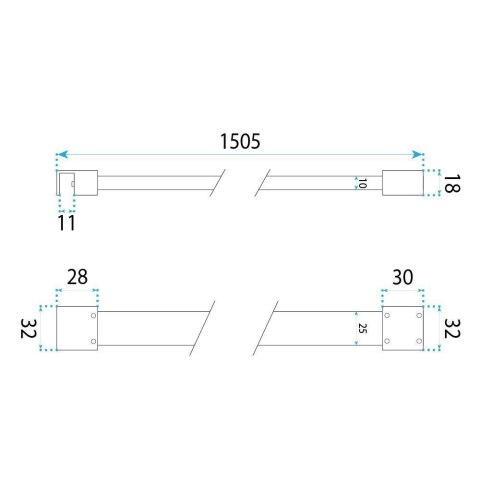 Ramię do szyby prysznicowej 150 cm Rea Czarne
