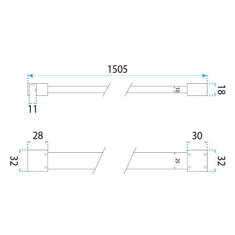 Ramię do szyby prysznicowej 150 cm Rea Złoto szczotkowane