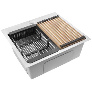 Zlewozmywak stalowy z zestawem akcesoriów REA Leo 50 Nikiel szczotkowany