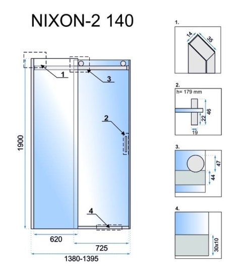 Drzwi prysznicowe Rea Nixon-2 140