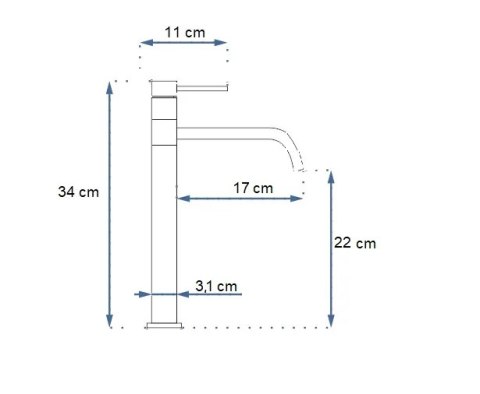 Bateria Umywalkowa REA LUGANO SLIM Czarna Wysoka