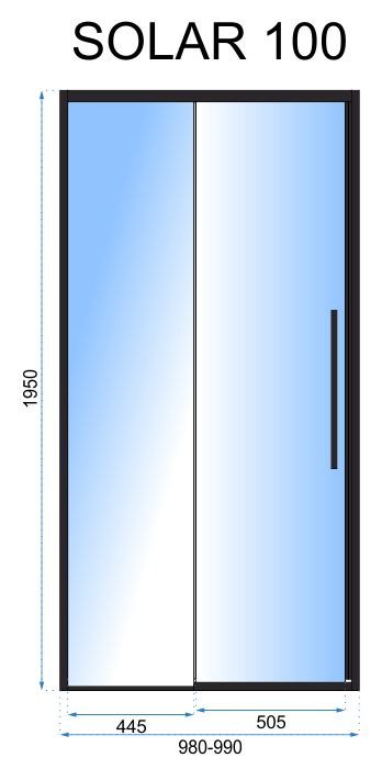 Drzwi prysznicowe SOLAR BLACK MAT 100