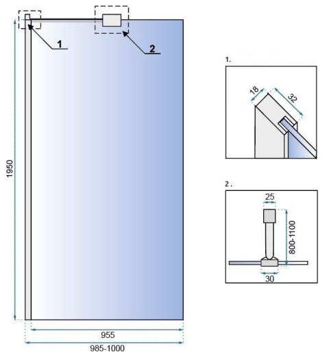 Ścianka prysznicowa Rea Aero N 100 Transparent