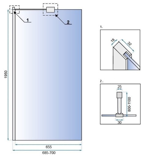 Ścianka prysznicowa Rea Aero N 70 Transparent