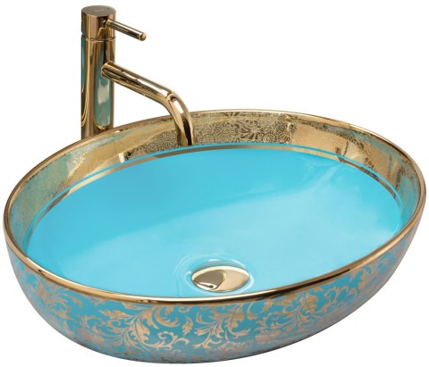 Umywalka Nablatowa Rea Margot Blue/Gold
