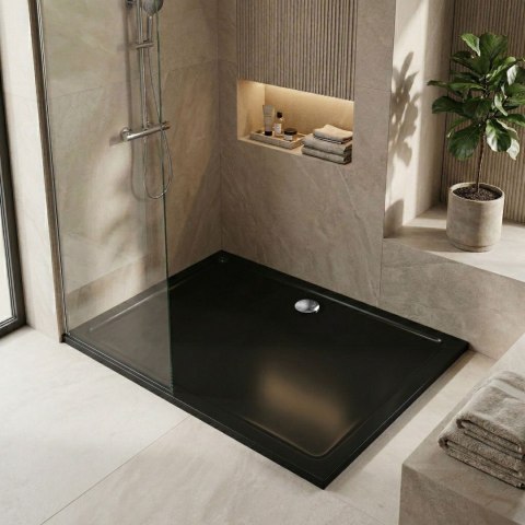Brodzik prysznicowy akrylowy Rea Savoy Czarny 80x100