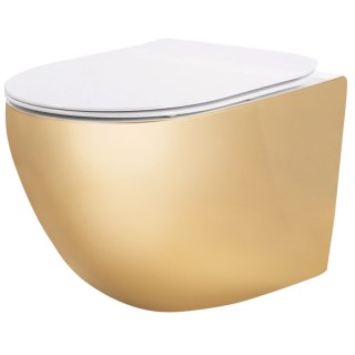 Misa WC podwieszana Carlo Mini Rimless Flat Złoto Biała