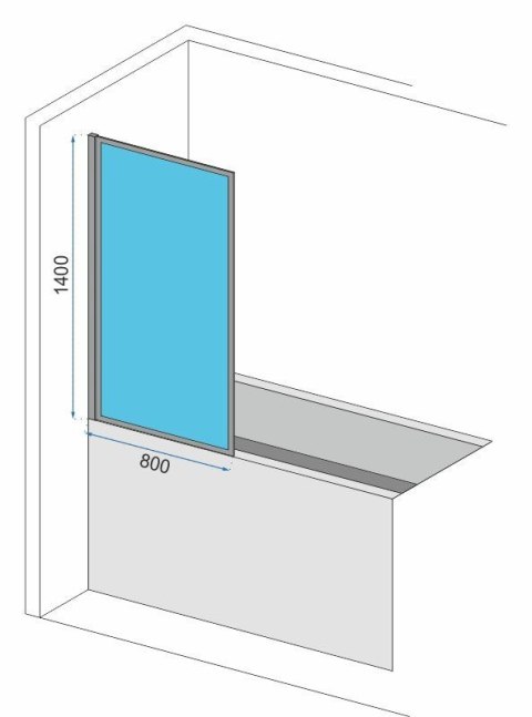 Parawan nawannowy Rea Lagos-1 Fix Stały 80 Czarny Black