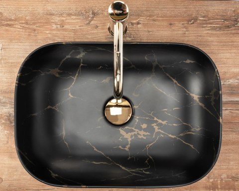 Umywalka nablatowa Rea Belinda Black Marble Mat