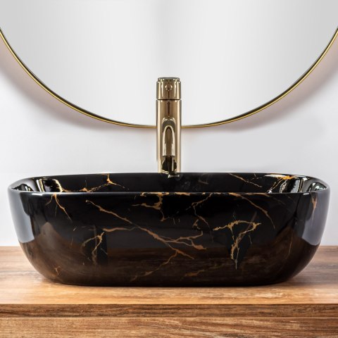Umywalka nablatowa Rea Belinda Black Marble shiny