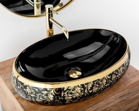 Umywalka nablatowa Rea Meryl Black / Gold