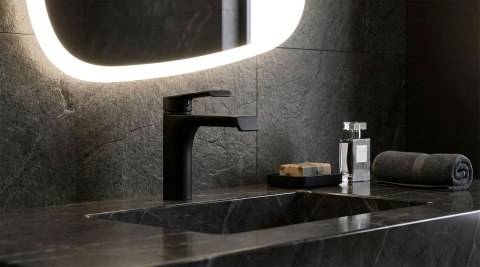 Bateria Umywalkowa REA HASS Czarna Black Niska