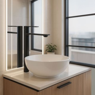 Bateria Umywalkowa REA STORM Czarna Wysoka