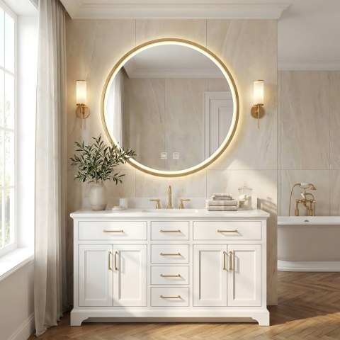 LUSTRO ŚCIENNE LED 80cm MMJ Złote Szczotkowane