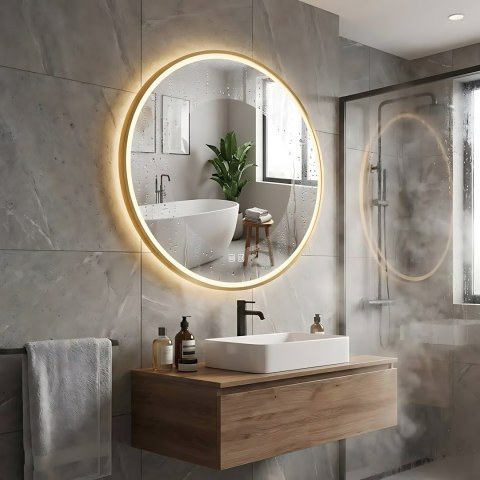 LUSTRO ŚCIENNE LED 90cm MMJ Złote Szczotkowane