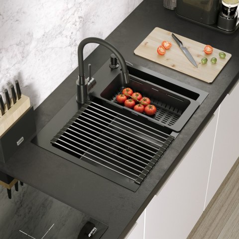 Zlewozmywak stalowy LUKE 110 WORKSTATION Czarny